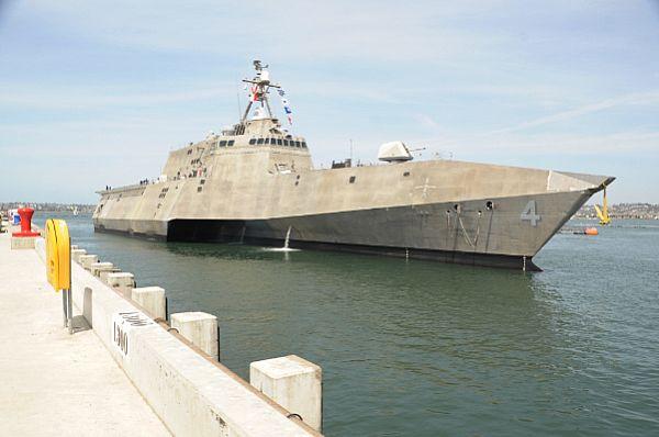 The Navy's newest littoral combat ship Pre-Commissioning Unit (PCU) Coronado (LCS 4) arrives at Naval Air Station North Island.